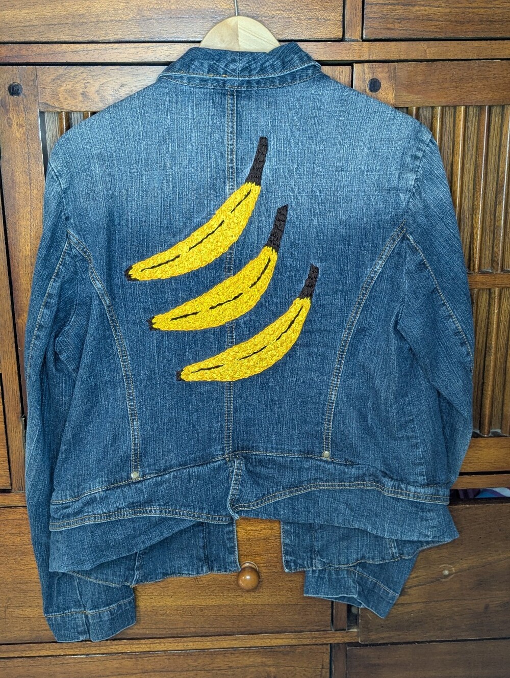 Blazer Style Denim Jacket With Banana Design